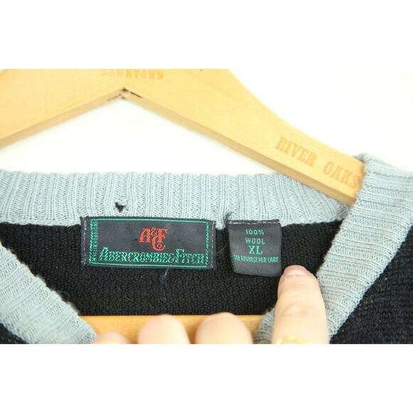 Vintage Abercrombie & Fitch Wool Sweater Mens XL Stag Head Deer Intarsia L/XL 48 - Picture 5 of 6